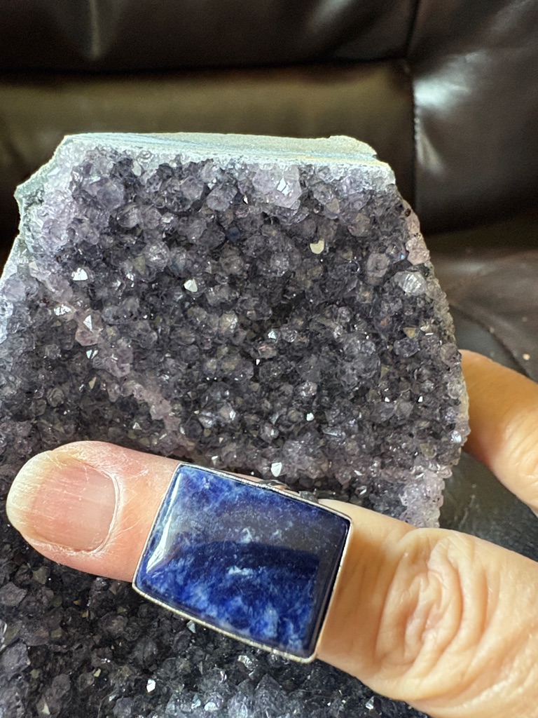 Blue Sodalite Rectangular Silver Ring